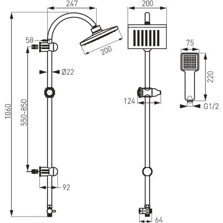 Душевая система Ferro Squerto NP22 Хром фото