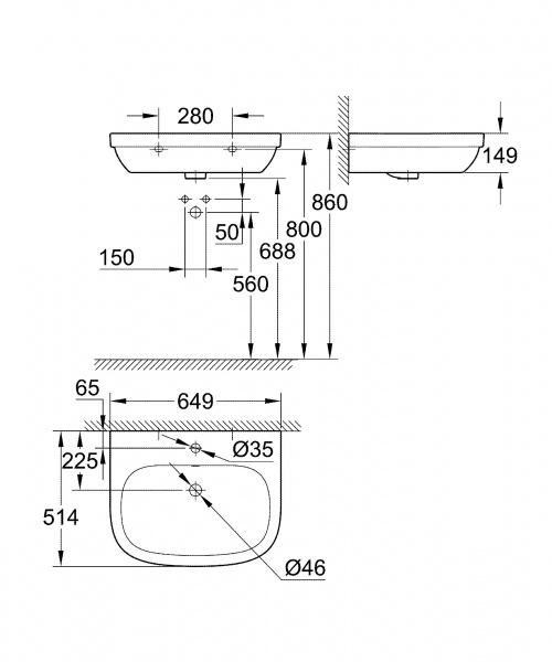 Подвесная раковина Grohe Euro Ceramic 39323000 фото