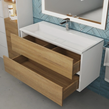 Тумба под раковину Uperwood Barsa 100 293020533 белая/дуб фото