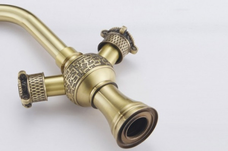 Высокий смеситель для раковины двухвентильный Zorg Antic A 2007U-BR фото