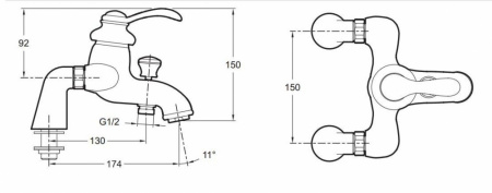 Смеситель на борт ванны Jacob Delafon Fairfax E71091-CP фото