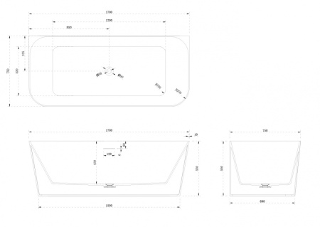Ванна из искусственого камня Abber Stein AS9617 170x75 белая матовая фото