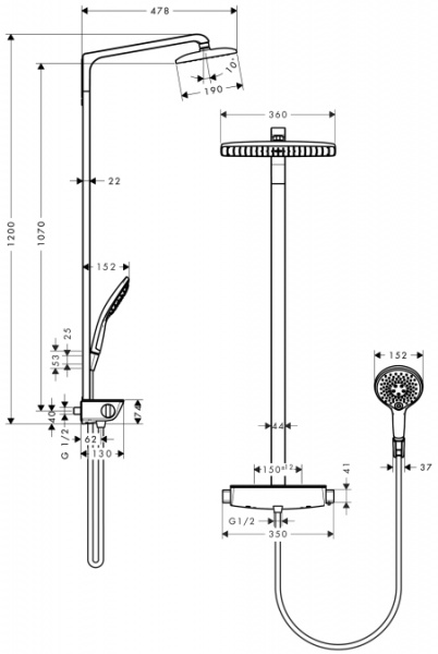 Душевая система (стойка) Hansgrohe Raindance Select Showerpipe 360 27112000 фото