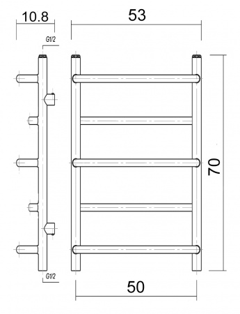 Полотенцесушитель электрический Domoterm Орфей П5 (500х700) (бронза) левый фото