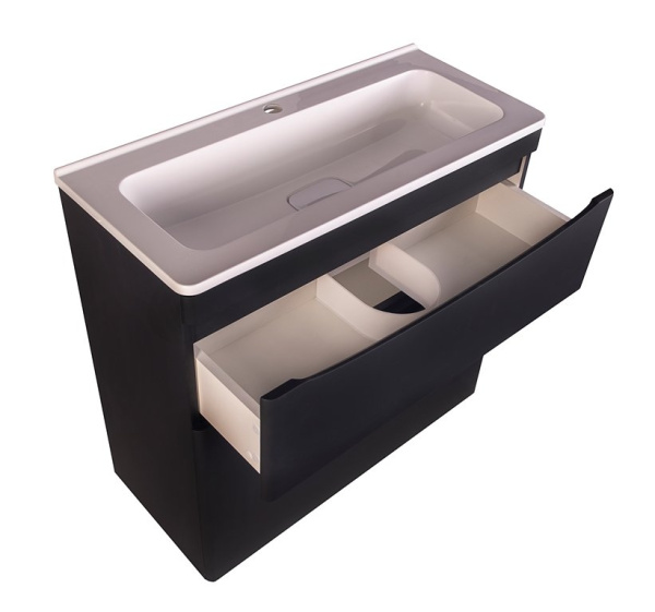 Тумба под раковину Style Line Бергамо мини 80 СС-00002313 черная матовая фото