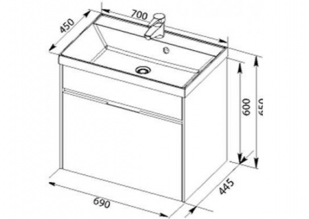 Тумба с раковиной Aquanet Латина 70 00212834 фото