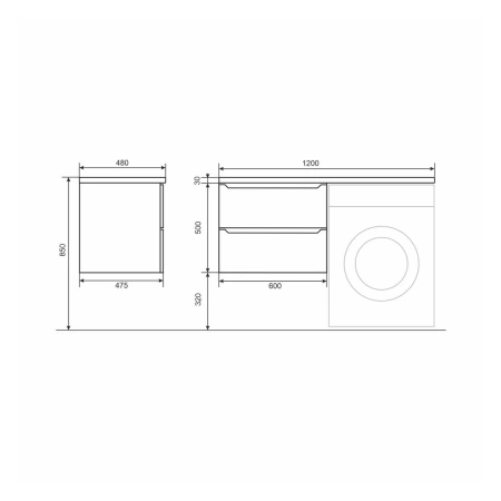 Тумба под стиральную машину Uperwood Tanos 120 TTanosVM60B черная матовая фото