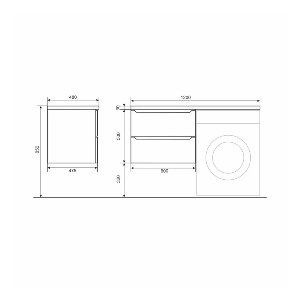 Тумба под стиральную машину Uperwood Tanos 120 TTanosVM60B черная матовая фото