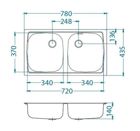 Мойка для кухни Alveus Basic 160 (Satin), слив 90 мм фото