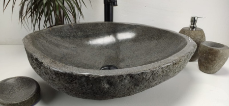 Накладная раковина из речного камня RS0849 (60*52*15) фото