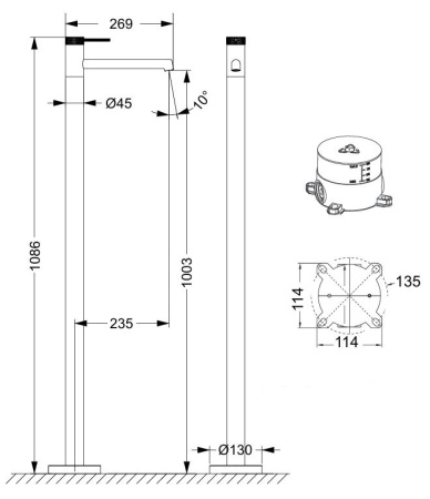Напольный смеситель для раковины Vincea Rim VFBF-2R1GM вороненая сталь фото