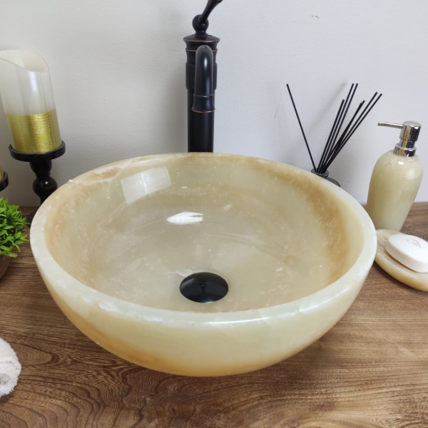 Накладная раковина из оникса Bowl Yellow Small BO-00846 (40*40*15cм) фото