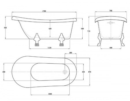 Акриловая ванна Vincea VBT-120 170x75 на ножках фото