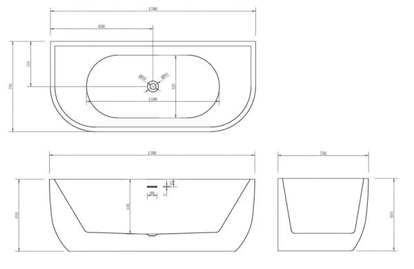 Ванна акриловая Abber AB9316 170x75 фото