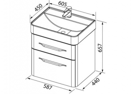 Тумба с раковиной Aquanet Виченца 60 00212665 фото