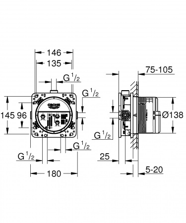 Скрытая часть термостат для душа Rapido SmartBox 35600000 фото