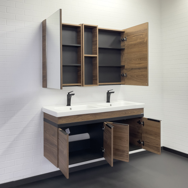 Тумба-умывальник Comforty Дуэт-125 дуб тёмно-коричневый с раковиной Гармония 125 00-00017178CF фото