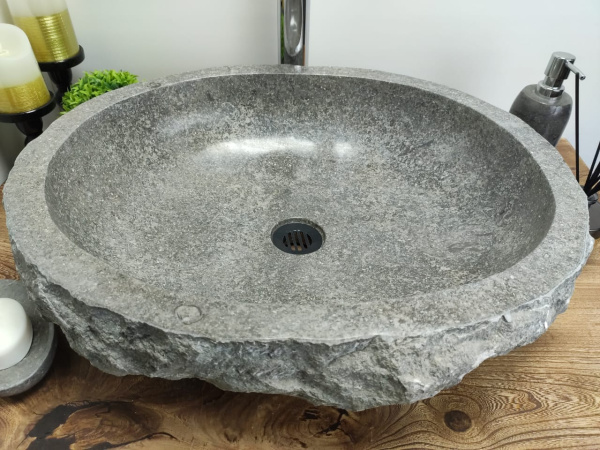 Накладная раковина из мрамора Erozy Grey EM-00354 (56*46*15см) фото