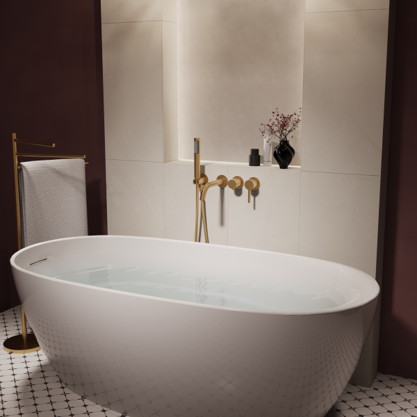 Смеситель для ванны с душем Vincea Villa VTFW-1VL1BG брашированное золото фото