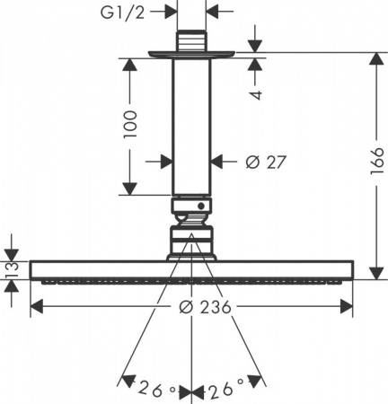 Верхний тропический душ Hansgrohe Raindance S240 1jet PowderRain 27620000 фото