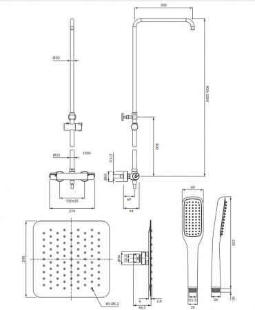 Душевая система (стойка) Omnires Y Y1244X/6/KCR фото