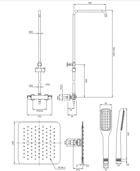 Душевая система (стойка) Omnires Y Y1244X/6/KCR фото