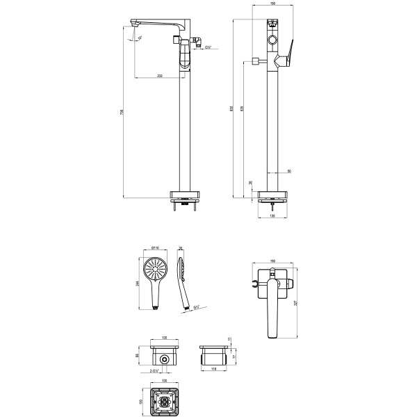 Напольный смеситель для ванны и душа Lemark Bronx LM3744MW фото