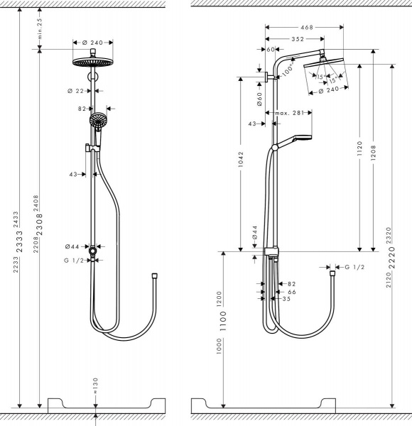 Душевая стойка Hansgrohe Crometta S 240 1jet Showerpipe Reno 27270000 фото