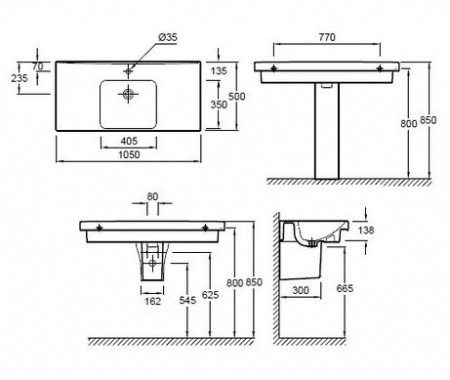 Подвесная раковина Jacob Delafon Odeon Up E4731 105 см фото