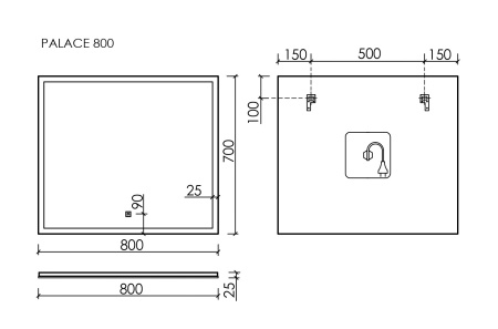Зеркало с подсветкой Sancos Palace PA800 80x70 фото
