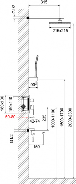 Душевая система скрытого монтажа Timo Selene SX-3069/03SM черная фото