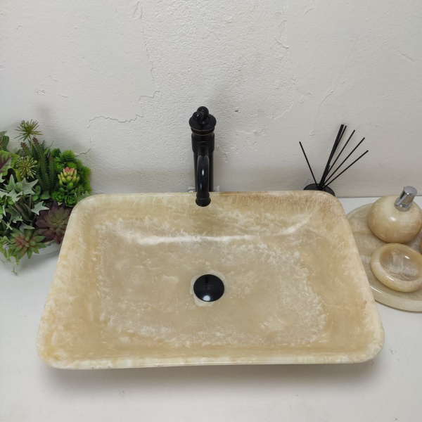 Накладная раковина из оникса Scuare Big Yellow SO-01539 (60*40*14) фото