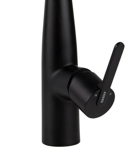 Смеситель для кухни с выдвижной лейкой Kaiser Claro 22144-9 черный матовый фото