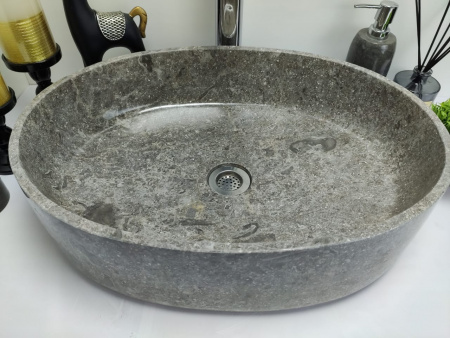 Раковина из мрамора Indo Oval Grey Tin Lip MO-00351 фото