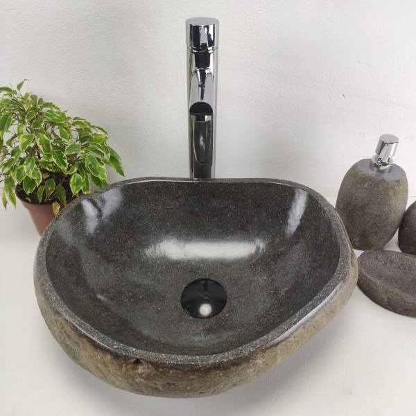 Накладная раковина из речного камня RS0959 (44*34*14) фото