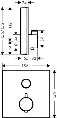 Термостат с запорным вентилем Hansgrohe ShowerSelect 15737600 черный фото