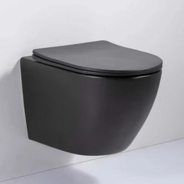 Унитаз подвесной безободковый Cerutti SPA Ticino Aria CT8918 с сиденьем, черный матовый фото