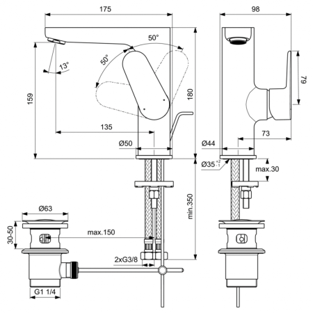 Смеситель для раковины Ideal Standard CERAFINE O BC703XG фото