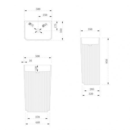Напольная раковина Abber Stein AS2505-H 50x35 белая матовая фото