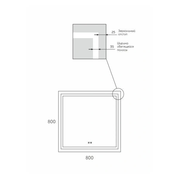 Зеркало с подсветкой и обогревом Uperwood Tanos 291020222 80x80 фото