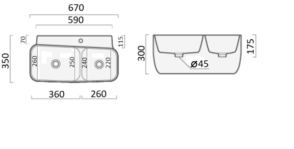 Раковина-моноблок подвесная Cerutti SPA Double Marco CT9282 фото
