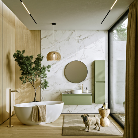 Тумба под накладную раковину Aqwella Geometria 100 GE01101SH шалфей зелёный фото