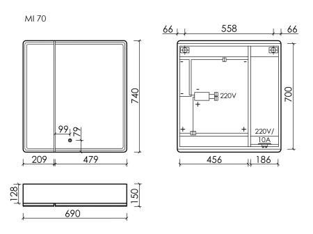 Зеркало-шкаф с подсветкой Sancos Mirror MI70EG дуб галифакс фото
