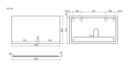 Зеркало с подсветкой Sancos Square SQ1400 140x80 фото