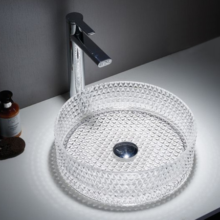 Накладная раковина из стекла Comforty GL01 00-00011840 36x36 прозрачная фото