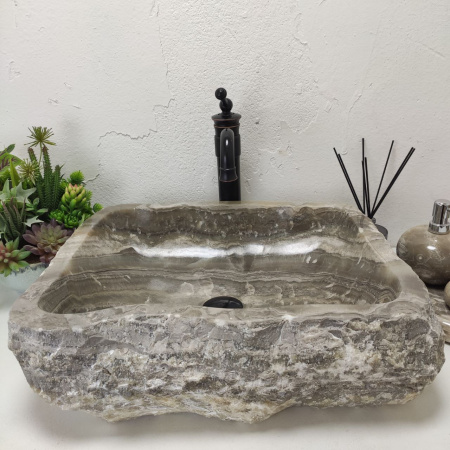 Накладная раковина из оникса Erozy Grey EO-01563 (55*45*15) фото