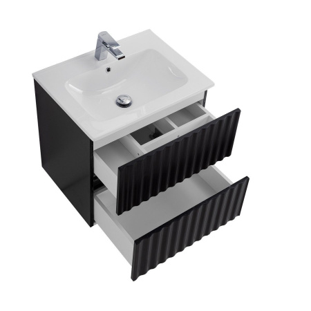 Тумба под раковину Art&Max Elegant AM-ELEGANT-600-2C-SO-NM-LED черная матовая / с подсветкой фото