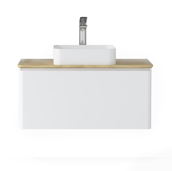 Тумба под раковину Raval Morelle 100 Mrl.01.100/P/W-O/RL белая/охра фото