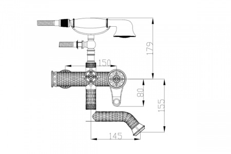 Смеситель для ванны с душем Zorg Antic A 400W-BR фото