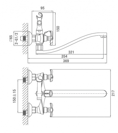Смеситель для ванны с душем D&K Documenta Hessen DA1213301 фото